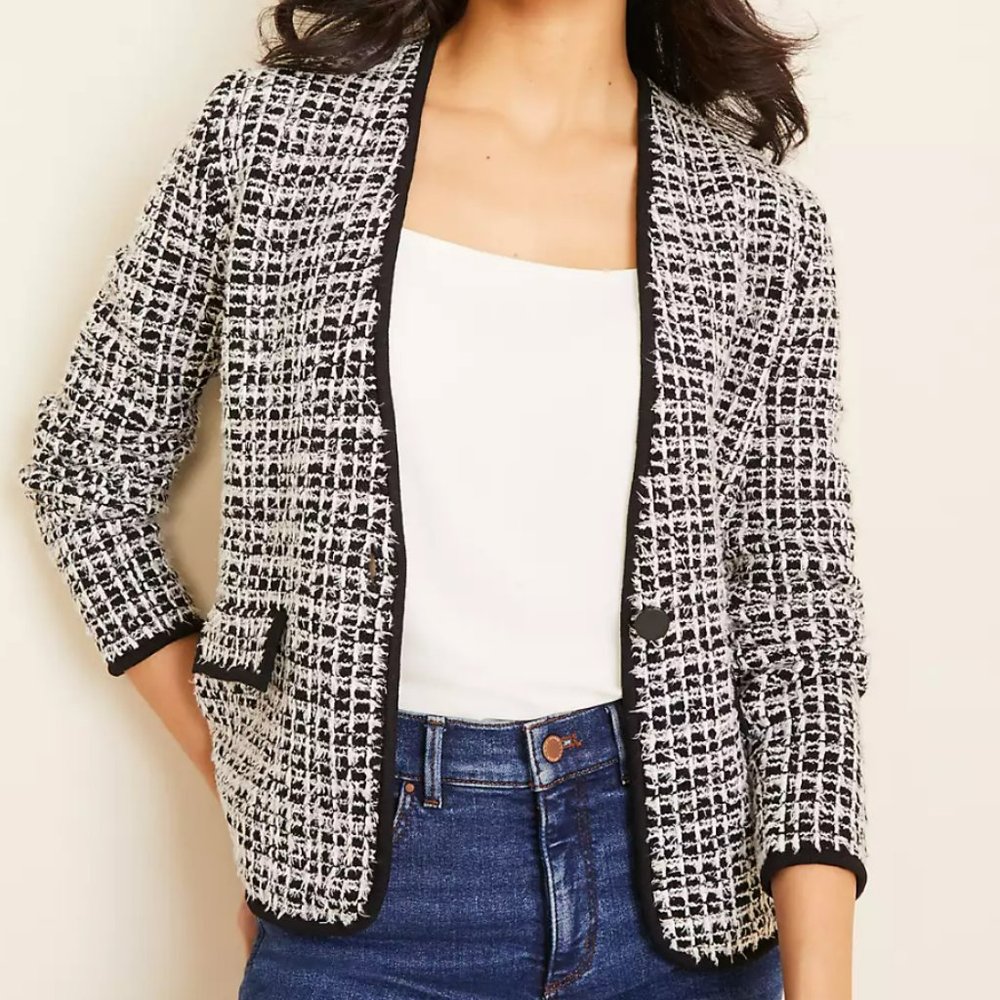 NTW Ann Taylor Tweed Sweater Jacket sz L